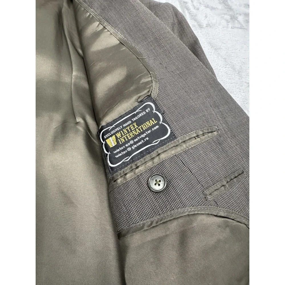 Vintage 80s Hugo Boss Sport Coat Mens 42R Brown Wool Blazer Jacket Plaid Retro